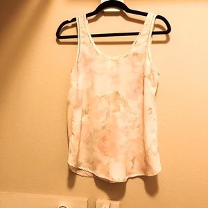 Pink and White Floral Sleeveless Dynamite Blouse